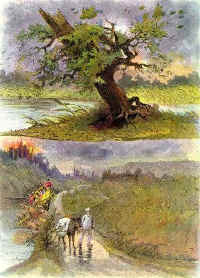 Le chêne et le roseau, illustration de G. Fraipont